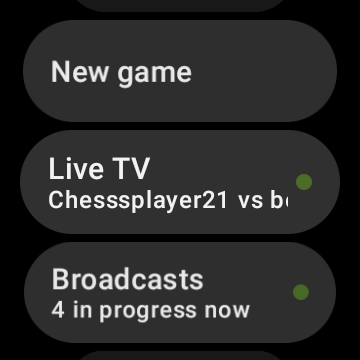Scrolled menu screen